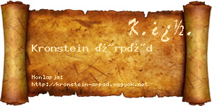 Kronstein Árpád névjegykártya